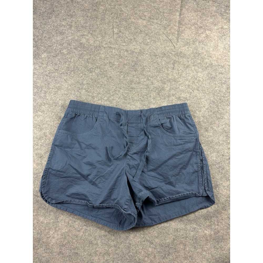 Eddie Bauer Shorts Women 12 4" Blue Drawstring Waist Pockets Hiking Outdoor Gorp